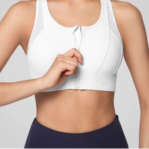 Yvette Women's White Zip-Front Sports Bra